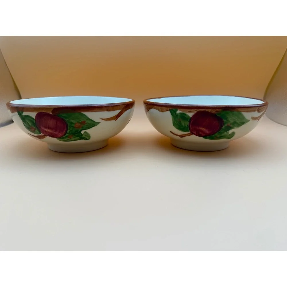 Pair Vintage 1968 Franciscan Apple Cereal Bowls Interpace USA As Is Crazing